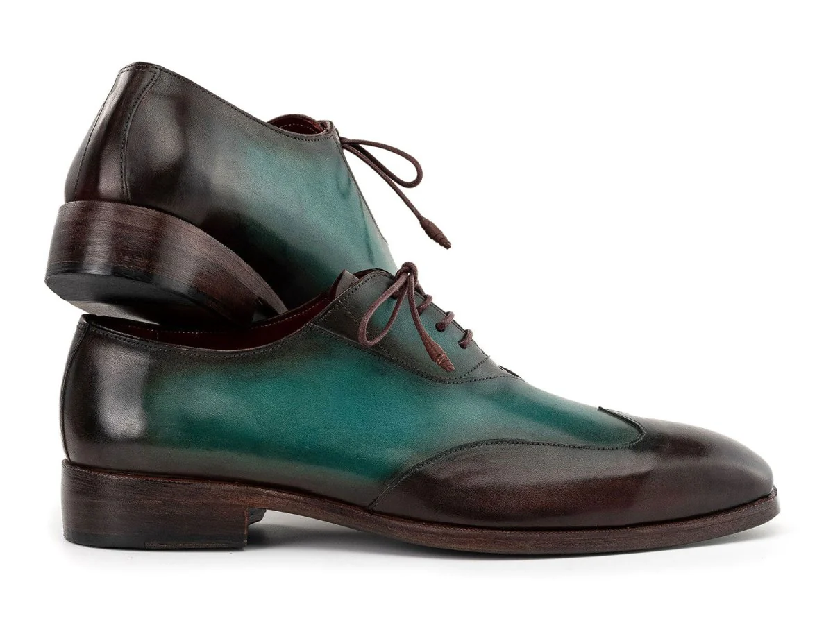 Paul Parkman Brown and Green Patina Leather Wingtip Oxford Shoes AL3257SJ - Image 4
