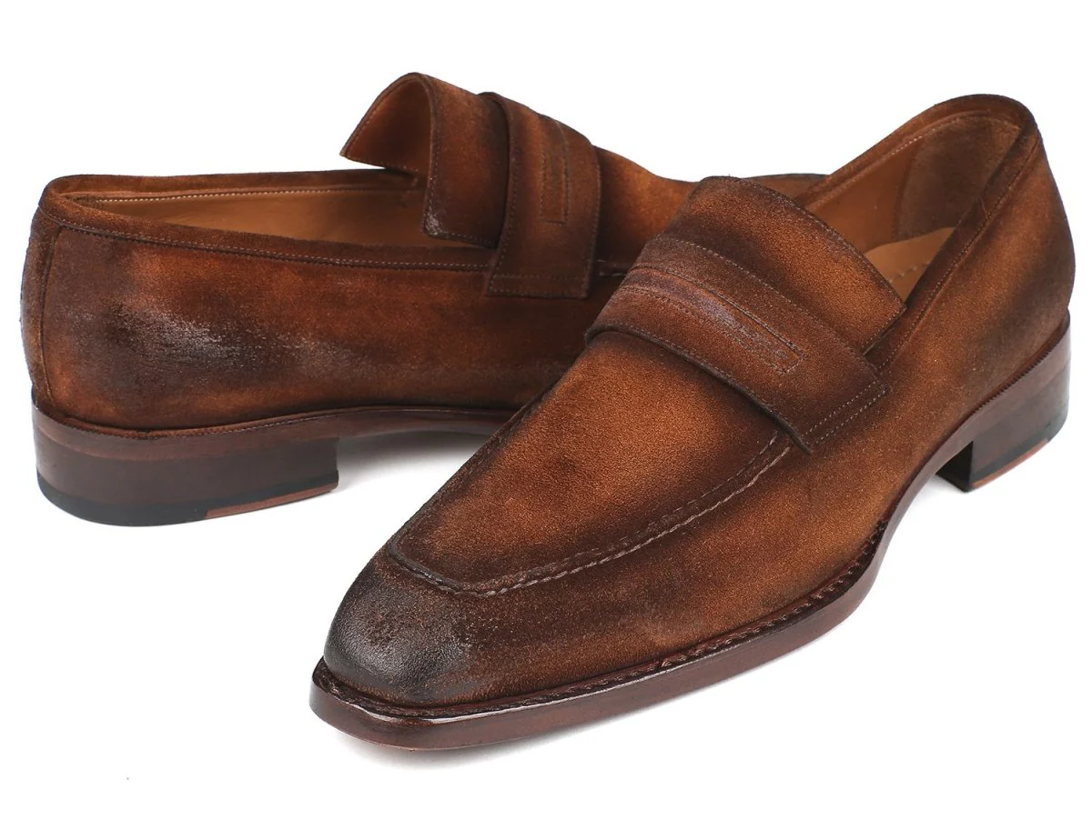 Paul Parkman Brown Antique Suede Goodyear Welted Loafers (ID#36AQ17) - Image 2