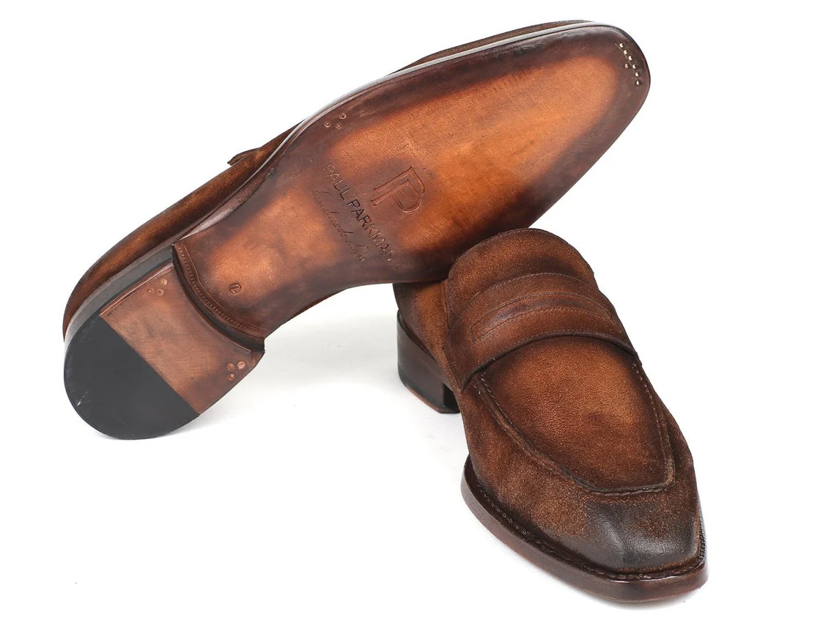 Paul Parkman Brown Antique Suede Goodyear Welted Loafers (ID#36AQ17) - Image 3