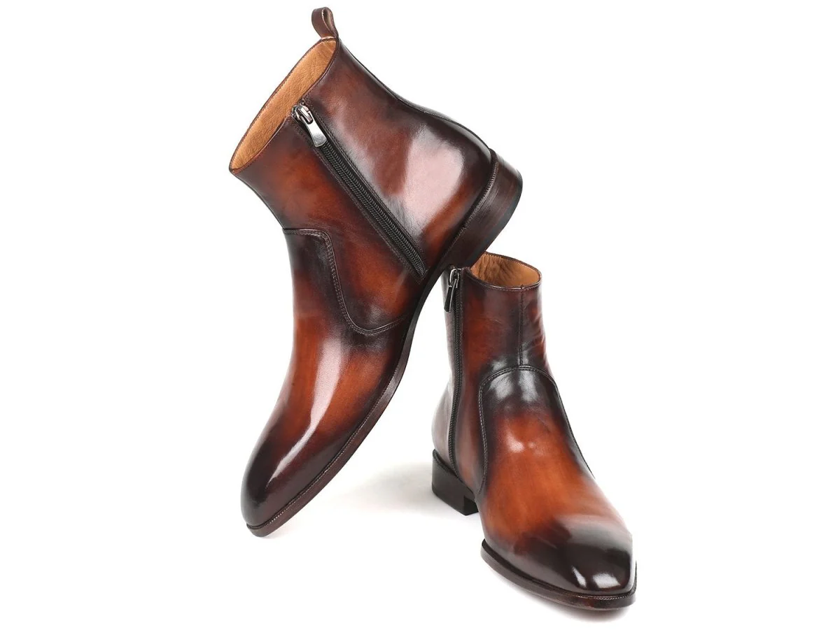 Paul Parkman Brown Burnished Side Zipper Boots (ID#BT486-BRW) - Image 4