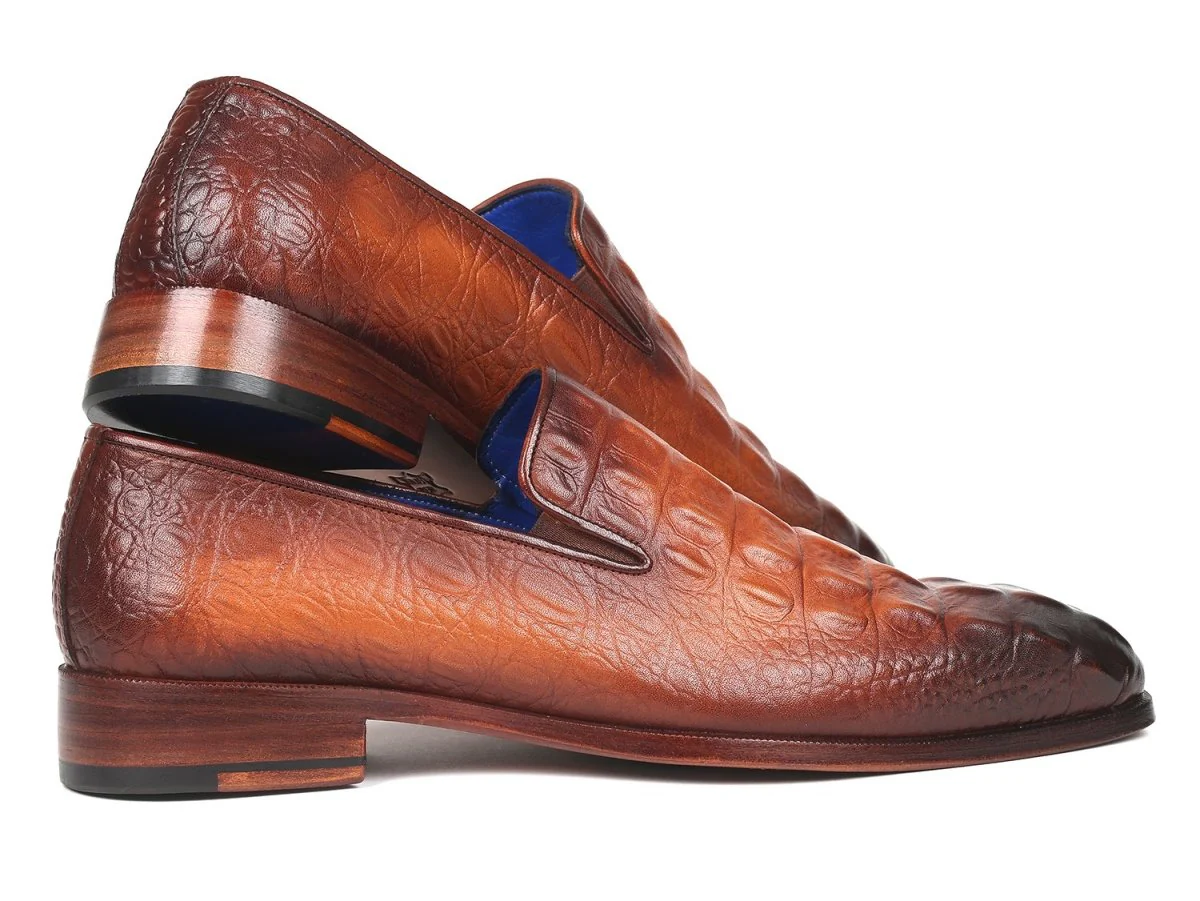 Paul Parkman Brown Crocodile Embossed Calfskin Loafers (ID#5576-BRW) - Image 5