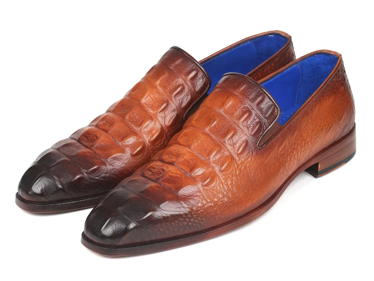 Paul Parkman Brown Crocodile Embossed Calfskin Loafers (ID#5576-BRW) - Image 6