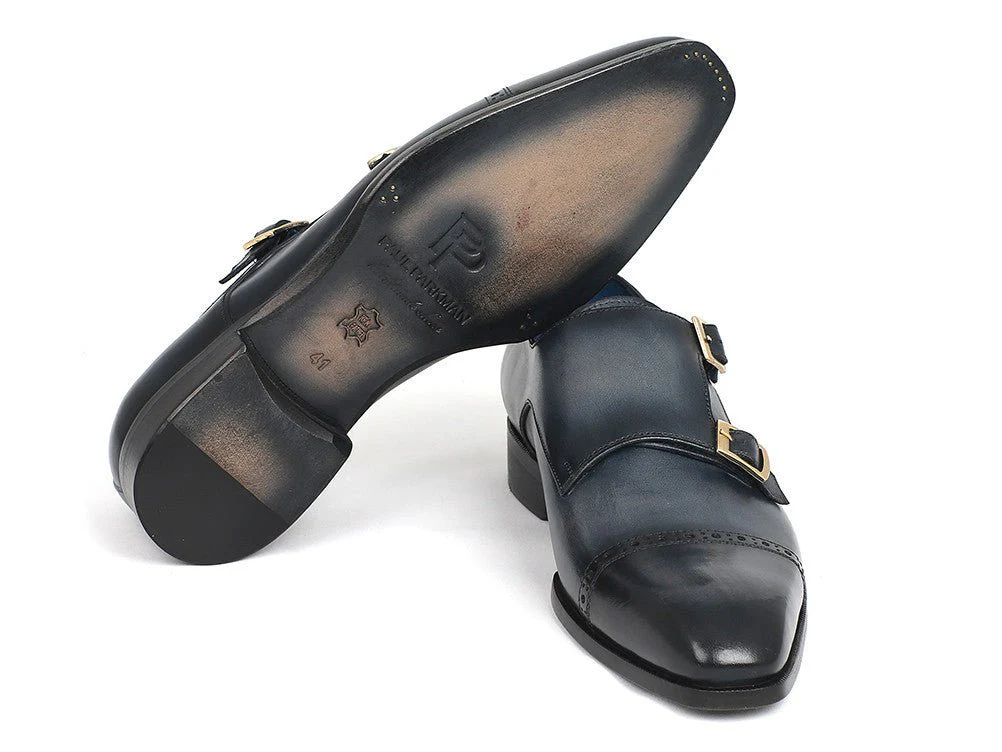 Paul Parkman Captoe Double Monkstraps Navy (ID#045NVY62) - Image 3