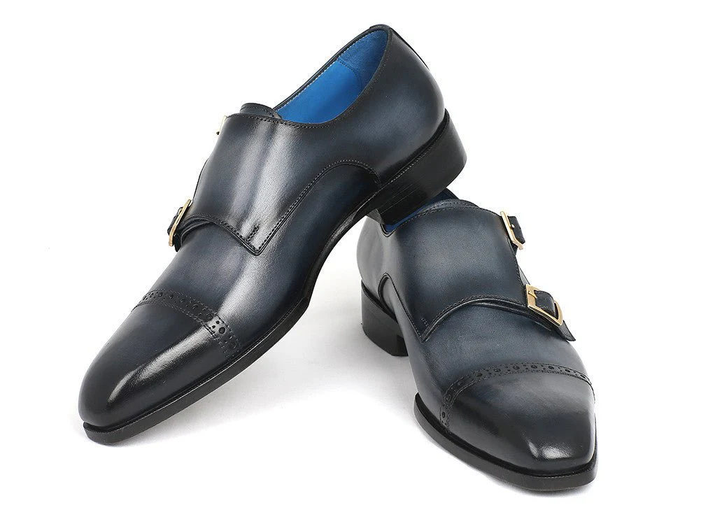 Paul Parkman Captoe Double Monkstraps Navy (ID#045NVY62) - Image 4
