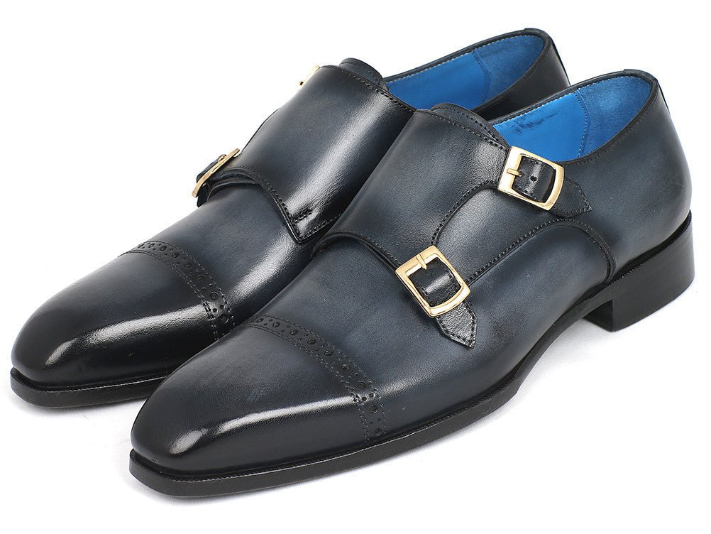 Paul Parkman Captoe Double Monkstraps Navy (ID#045NVY62) - Image 5
