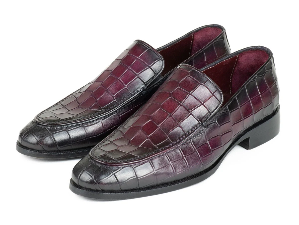 Paul Parkman Croco Textured Leather Loafer Purple (ID#7339-PRP) - Image 6
