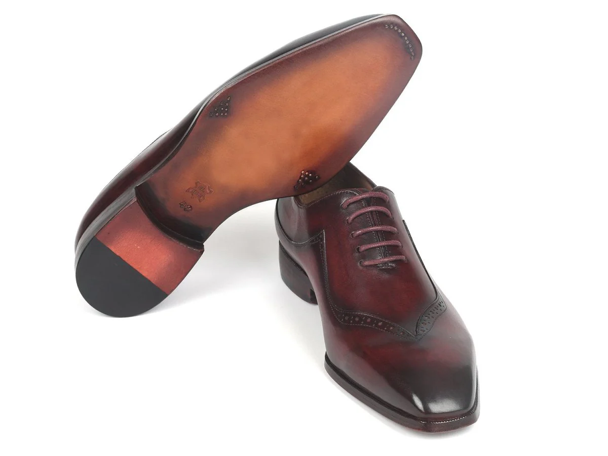 Paul Parkman Dark Bordeaux Hand-Painted Men's Oxfords (ID#35BRD25) - Image 4