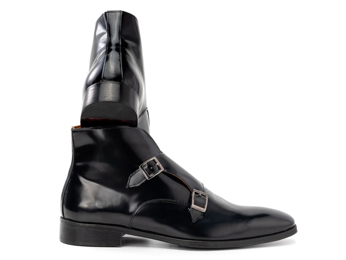 Paul Parkman Double Monkstrap Ankle Boots Black Polished Leather 8154-BLP - Image 4
