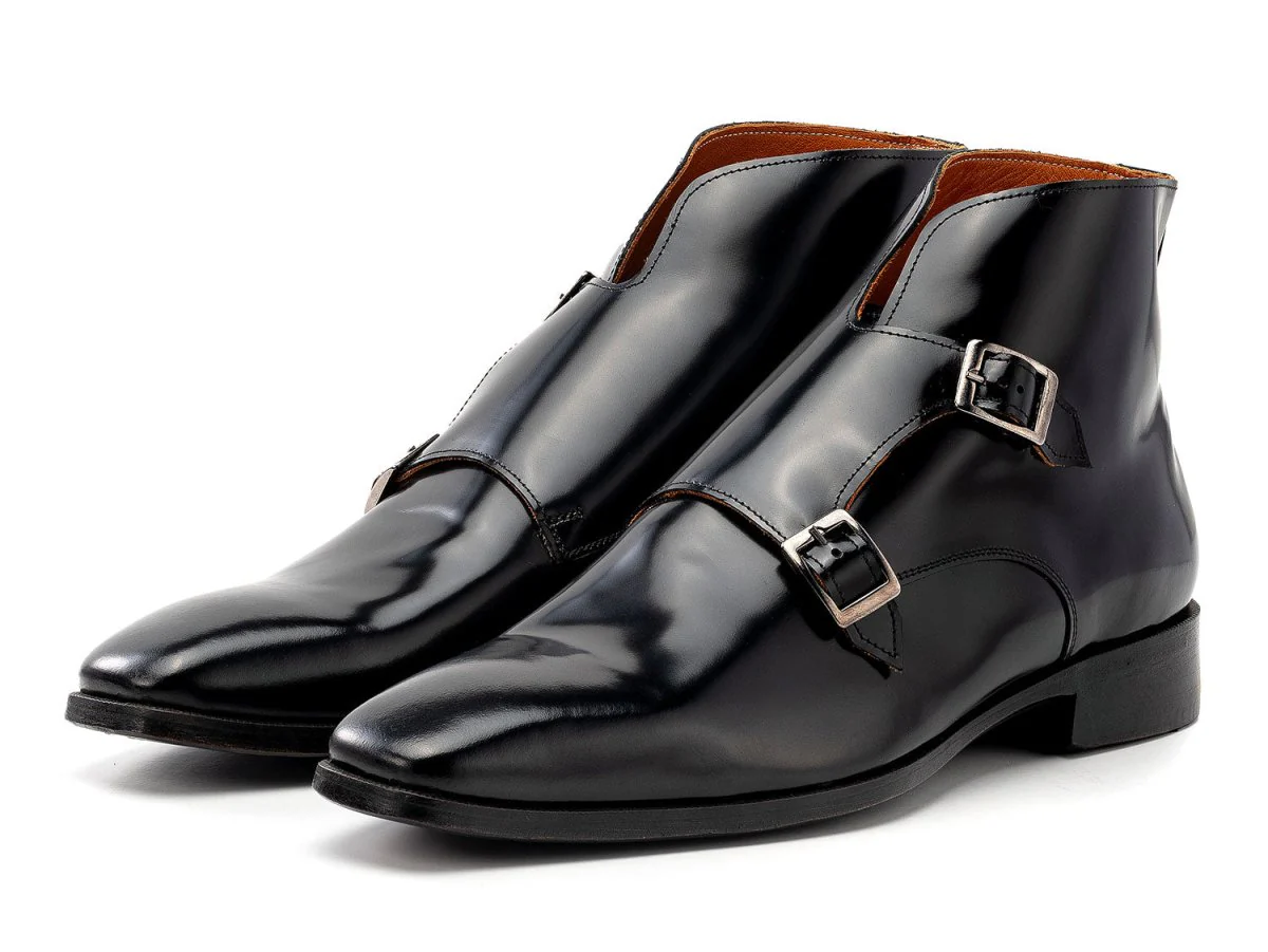 Paul Parkman Double Monkstrap Ankle Boots Black Polished Leather 8154-BLP - Image 6