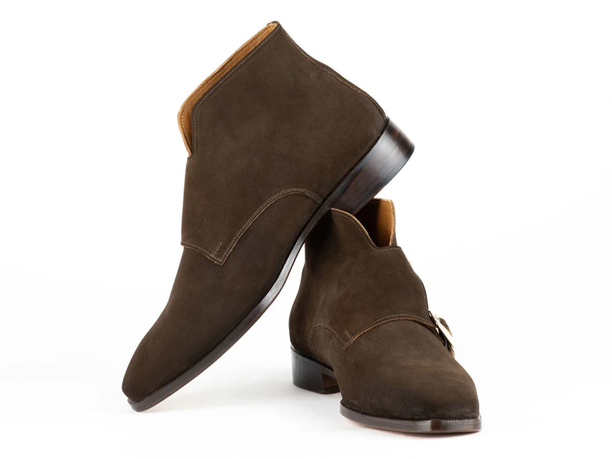 Paul Parkman Double Monkstrap Ankle Boots Brown Suede (ID#8154-SDB) - Image 5