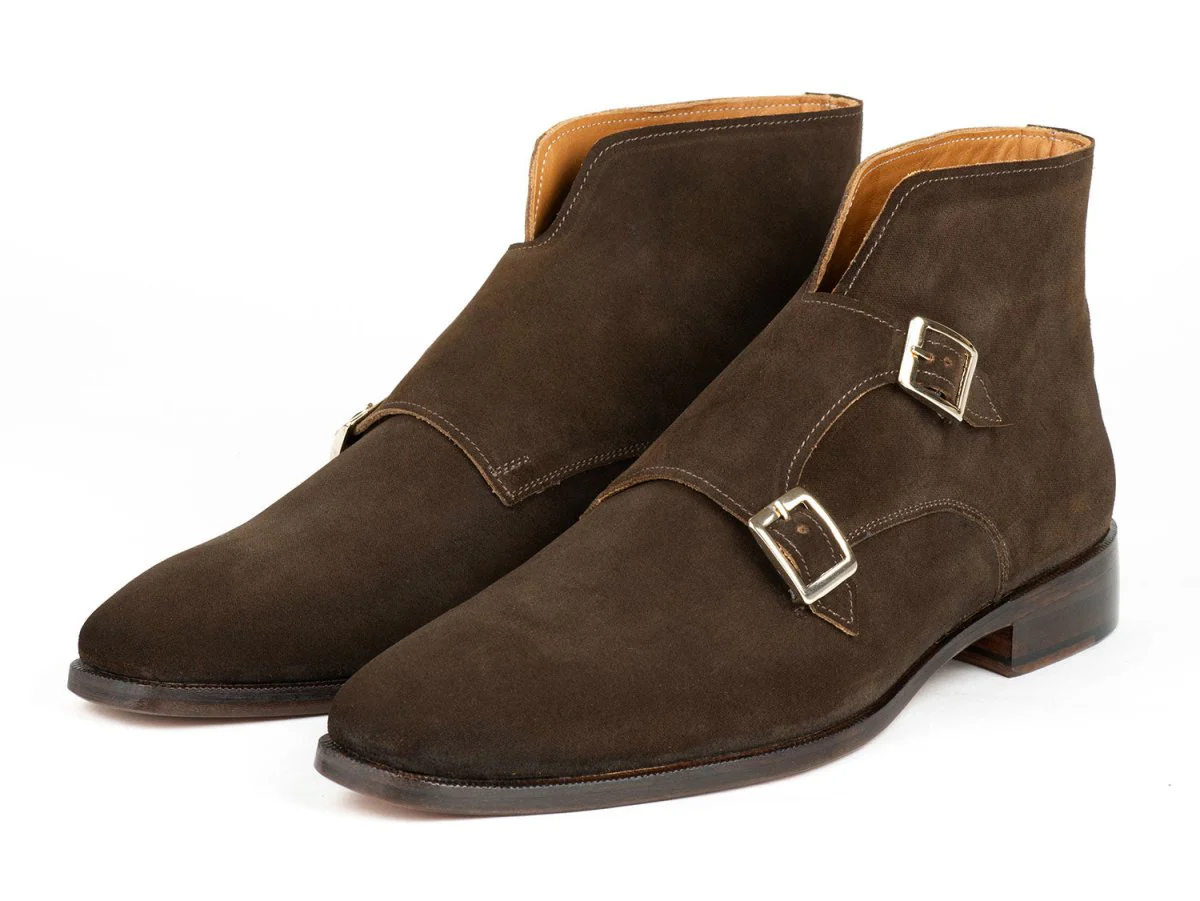 Paul Parkman Double Monkstrap Ankle Boots Brown Suede (ID#8154-SDB) - Image 6