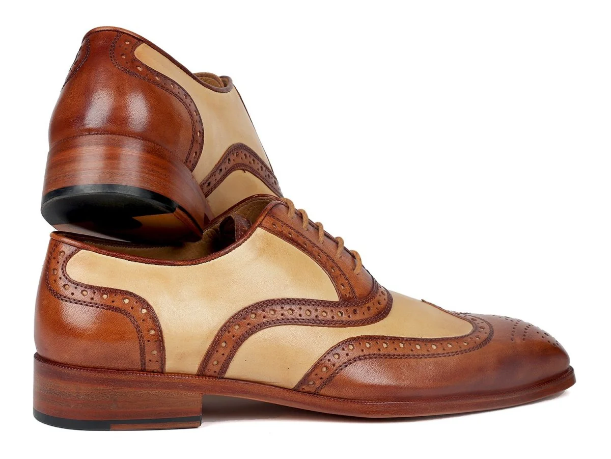 Paul Parkman Dual Tone Oxfords in Brown and Beige - Image 3