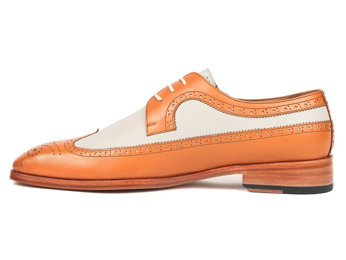 Paul Parkman Dual Tone Wingtip Derby Shoes Cognac and Cream (ID#924CC55) - Image 7