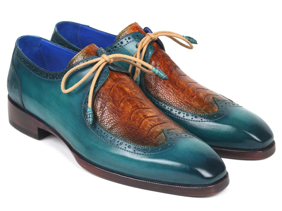 Paul Parkman Genuine Ostrich Leg and Calfskin Derby Shoes (ID#788GY74)