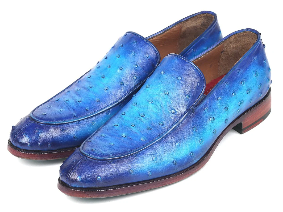 Paul Parkman Genuine Ostrich Loafers Ocean Blue (ID#73954-BLU) - Image 6