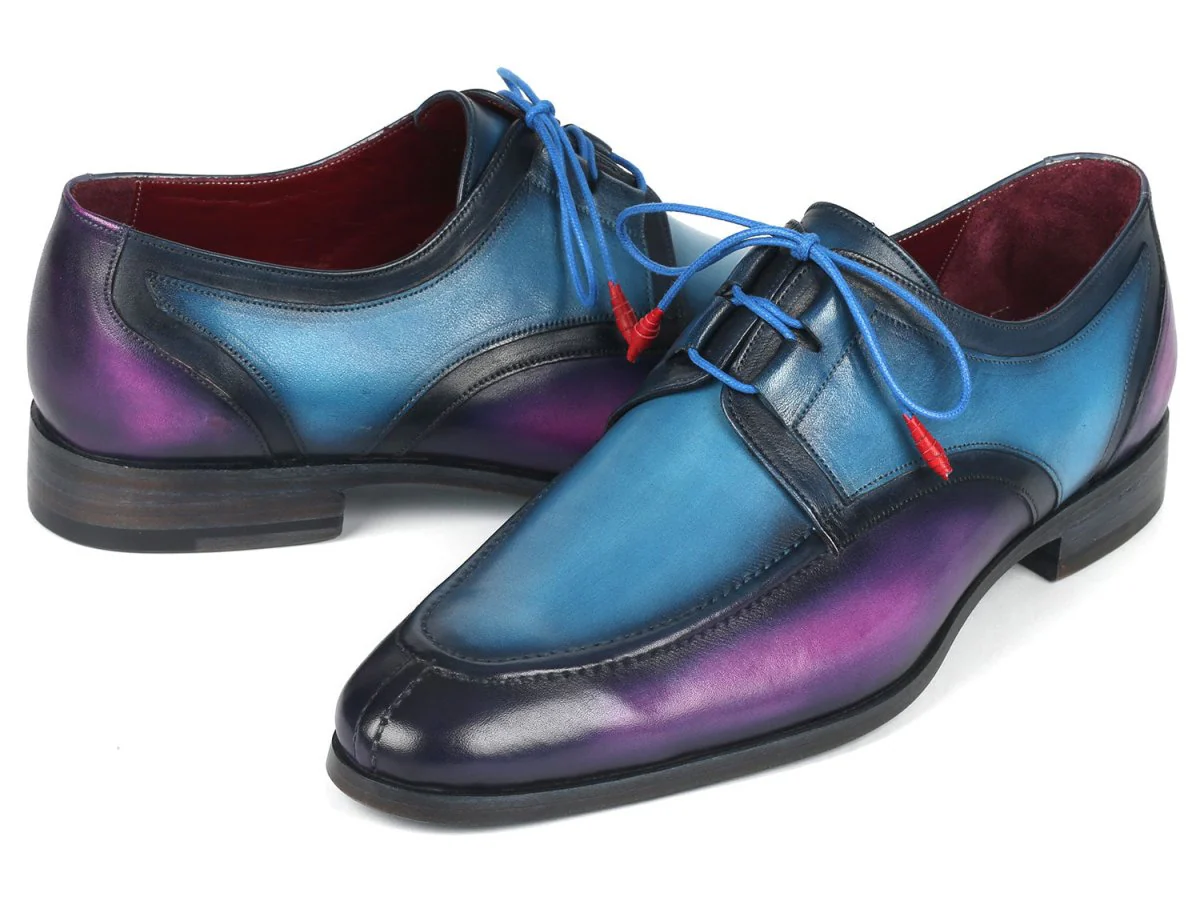 Paul Parkman Ghillie Lacing Blue and Purple Dress Shoes (ID#GU568BLP) - Image 3