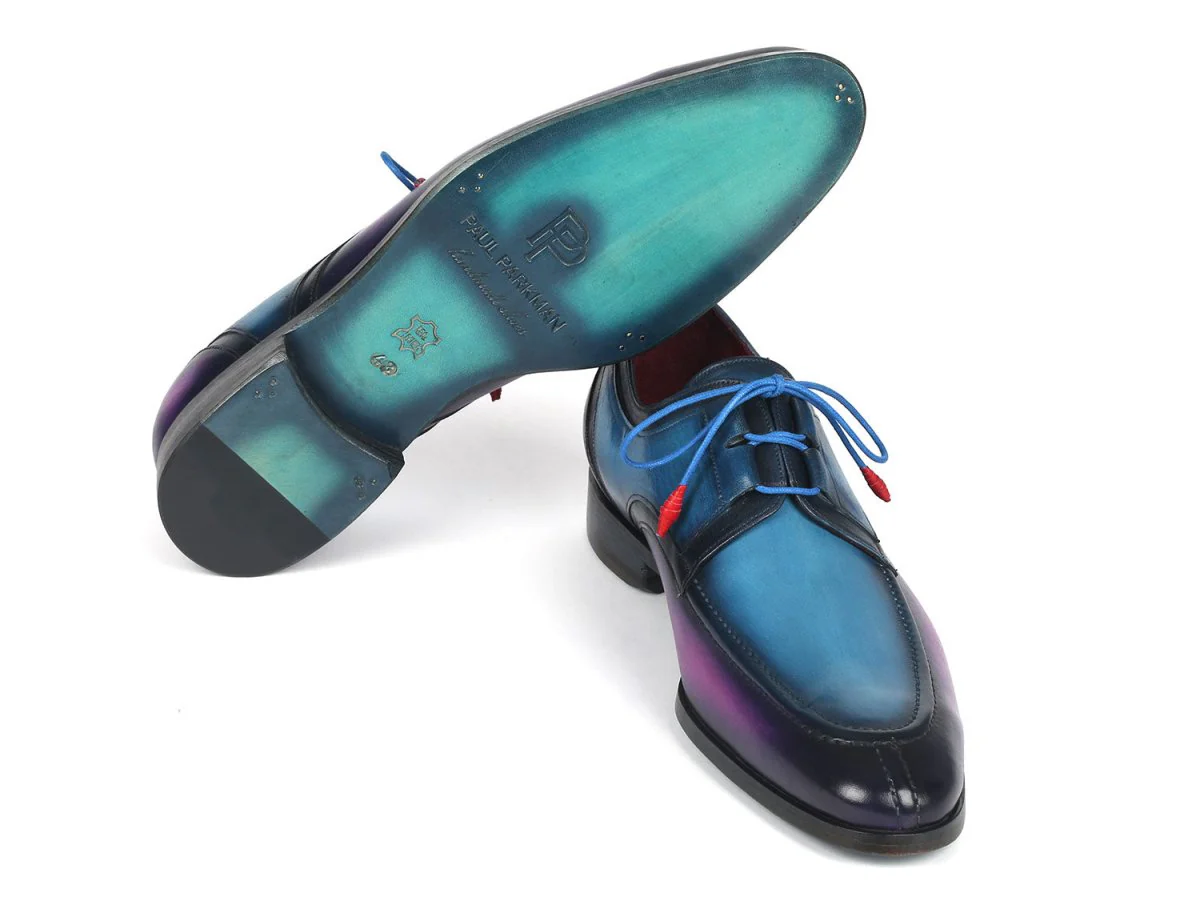 Paul Parkman Ghillie Lacing Blue and Purple Dress Shoes (ID#GU568BLP) - Image 4