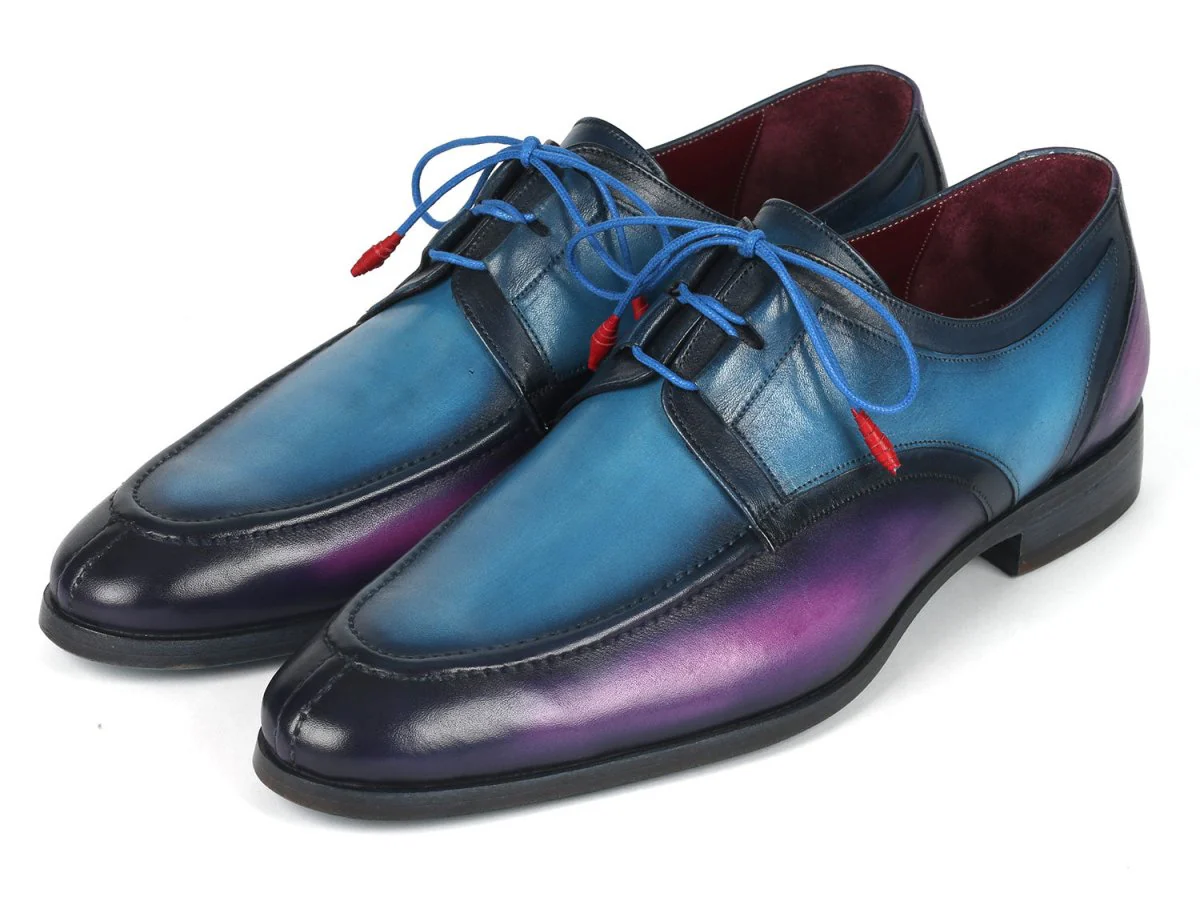 Paul Parkman Ghillie Lacing Blue and Purple Dress Shoes (ID#GU568BLP) - Image 6