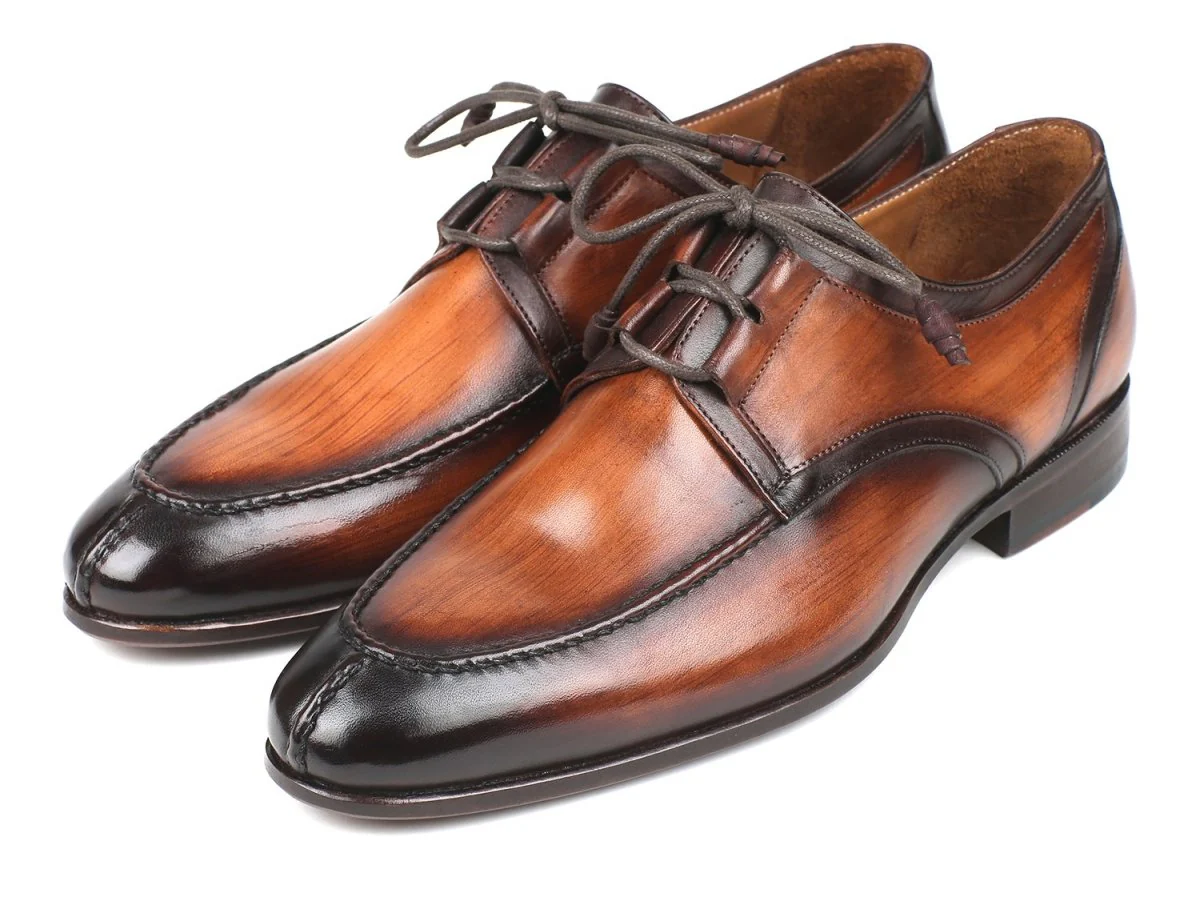 Paul Parkman Ghillie Lacing Brown Burnished Dress Shoes (ID#GU567BRW) - Image 5