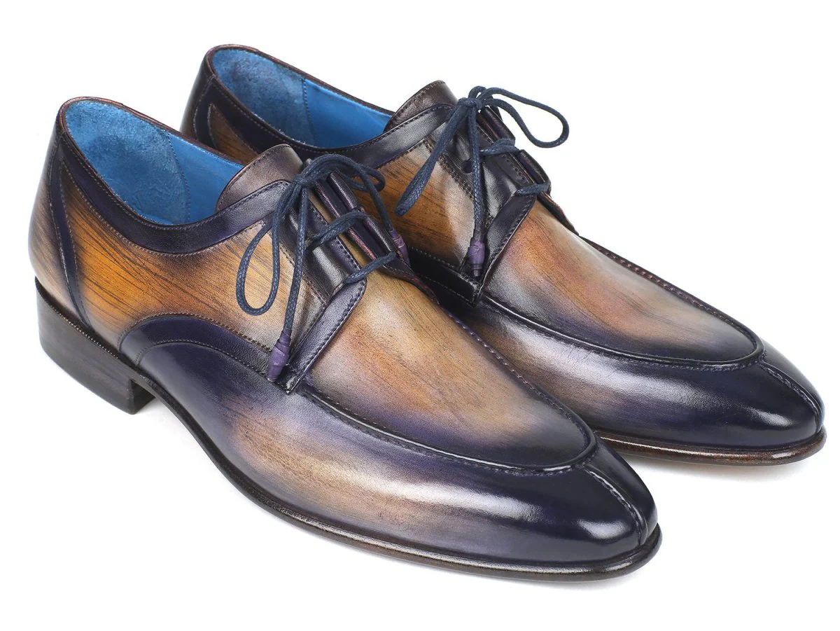 Paul Parkman Ghillie Lacing Camel and Purple Dress Shoes (ID#GU566PRP)