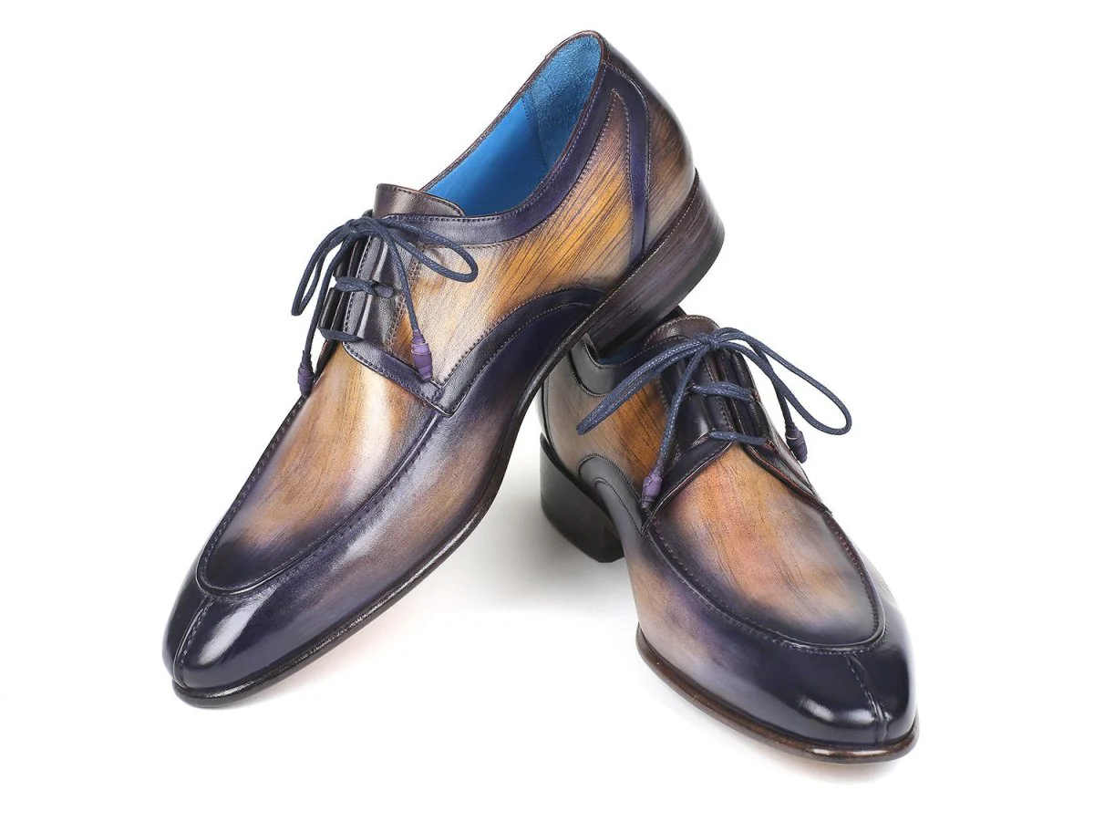 Paul Parkman Ghillie Lacing Camel and Purple Dress Shoes (ID#GU566PRP) - Image 3