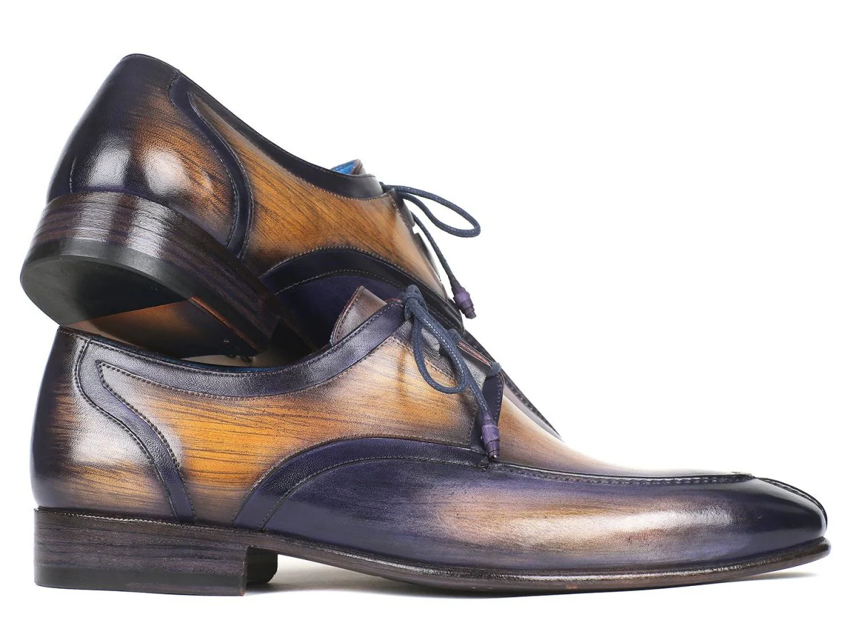 Paul Parkman Ghillie Lacing Camel and Purple Dress Shoes (ID#GU566PRP) - Image 5
