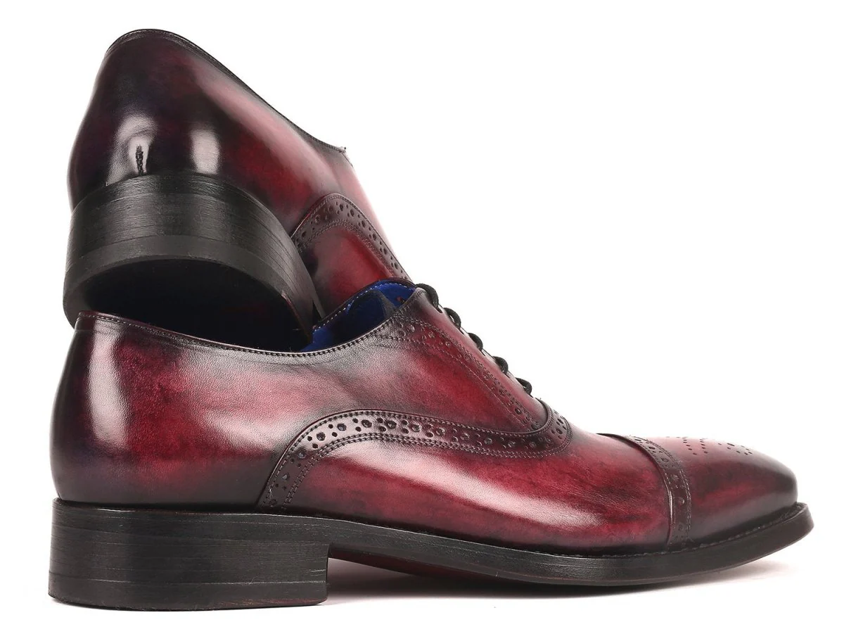 Paul Parkman Goodyear Welted Cap Toe Oxford Shoes in Bordeaux Burnished - Image 6