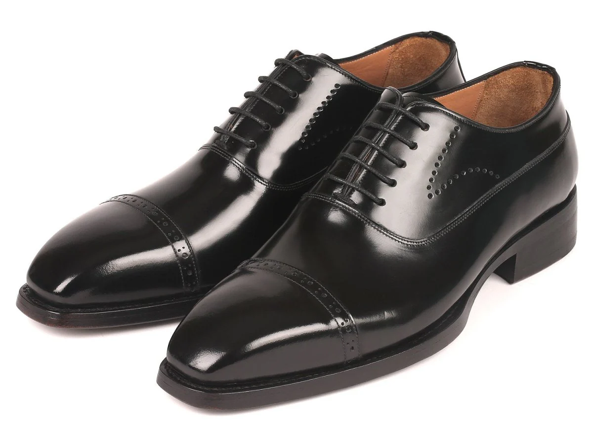 Paul Parkman Goodyear Welted Cap Toe Oxfords Black Polished Leather (ID#056BLK84) - Image 5