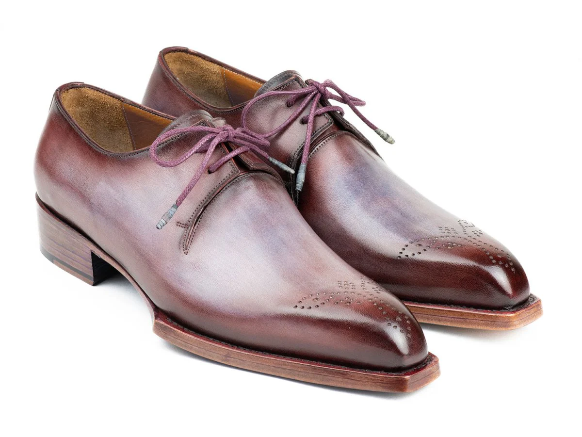 Paul Parkman Goodyear Welted Derby Shoes Ice Blue and Bordeaux (ID#468G61)