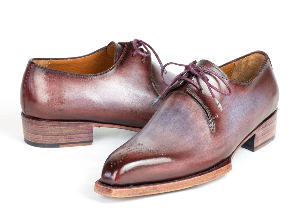 Paul Parkman Goodyear Welted Derby Shoes Ice Blue and Bordeaux (ID#468G61) - Image 2