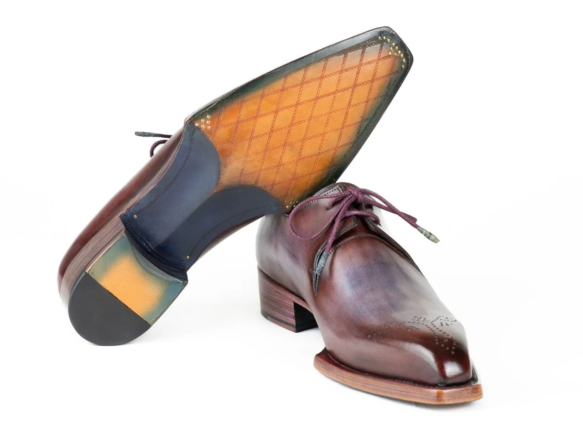 Paul Parkman Goodyear Welted Derby Shoes Ice Blue and Bordeaux (ID#468G61) - Image 3