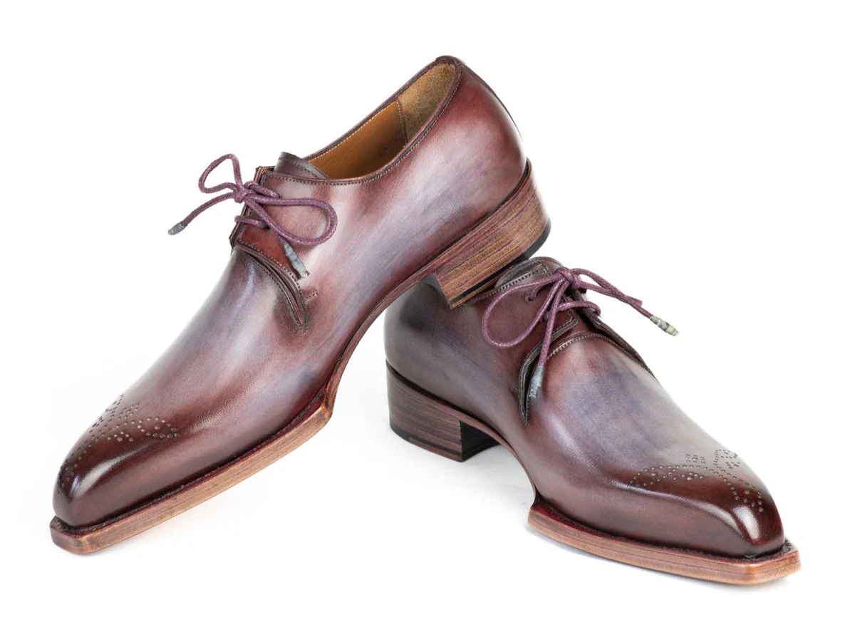 Paul Parkman Goodyear Welted Derby Shoes Ice Blue and Bordeaux (ID#468G61) - Image 5
