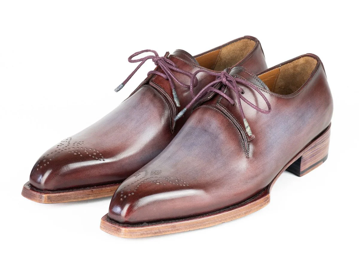 Paul Parkman Goodyear Welted Derby Shoes Ice Blue and Bordeaux (ID#468G61) - Image 6