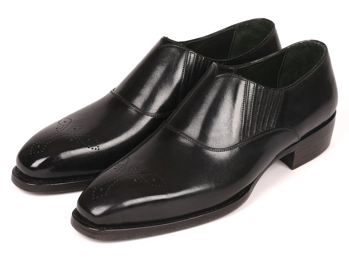 Paul Parkman Goodyear Welted Elasticated Loafers in Black - Image 5