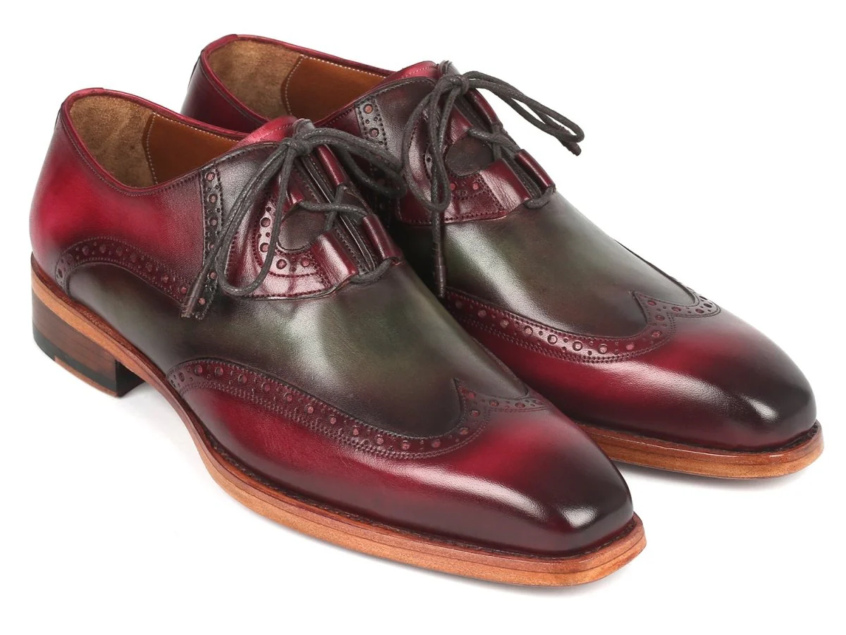 Paul Parkman Goodyear Welted Ghillie Lacing Brogues Green and Bordeaux (ID#2955-GRB)
