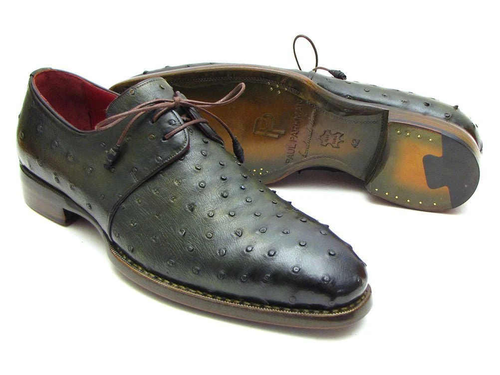 Paul Parkman Goodyear Welted Green Genuine Ostrich Derby Shoes (ID#31VL74) - Image 2