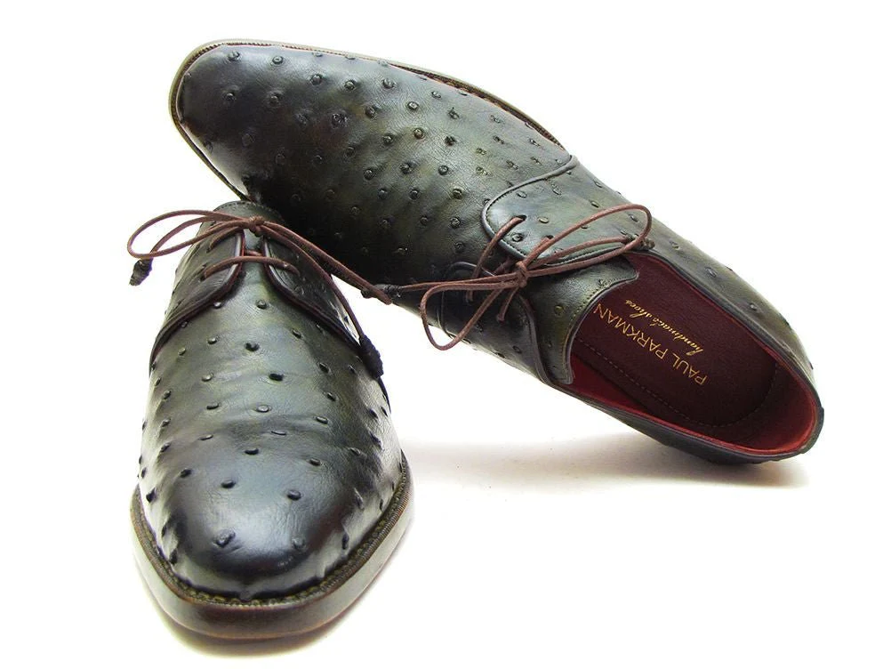 Paul Parkman Goodyear Welted Green Genuine Ostrich Derby Shoes (ID#31VL74) - Image 5