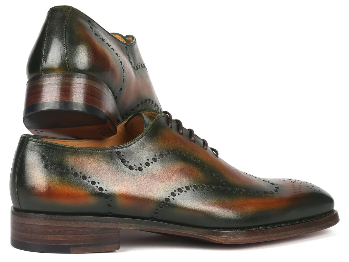Paul Parkman Goodyear Welted Men's Brown and Green Oxford Shoes (ID#081-036) - Image 4