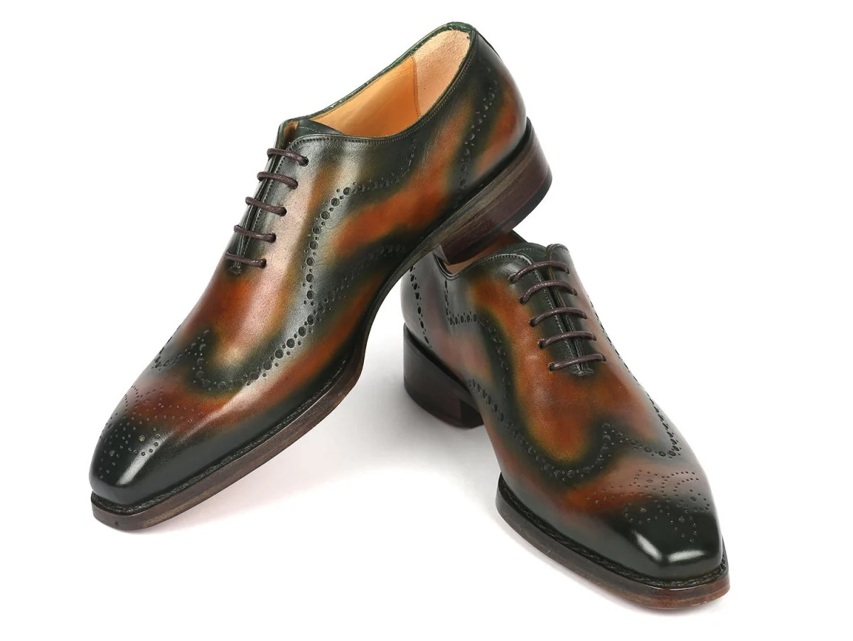 Paul Parkman Goodyear Welted Men's Brown and Green Oxford Shoes (ID#081-036) - Image 5