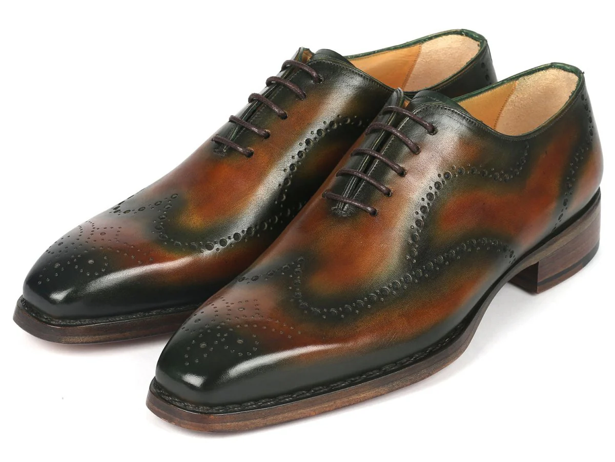 Paul Parkman Goodyear Welted Men's Brown and Green Oxford Shoes (ID#081-036) - Image 6
