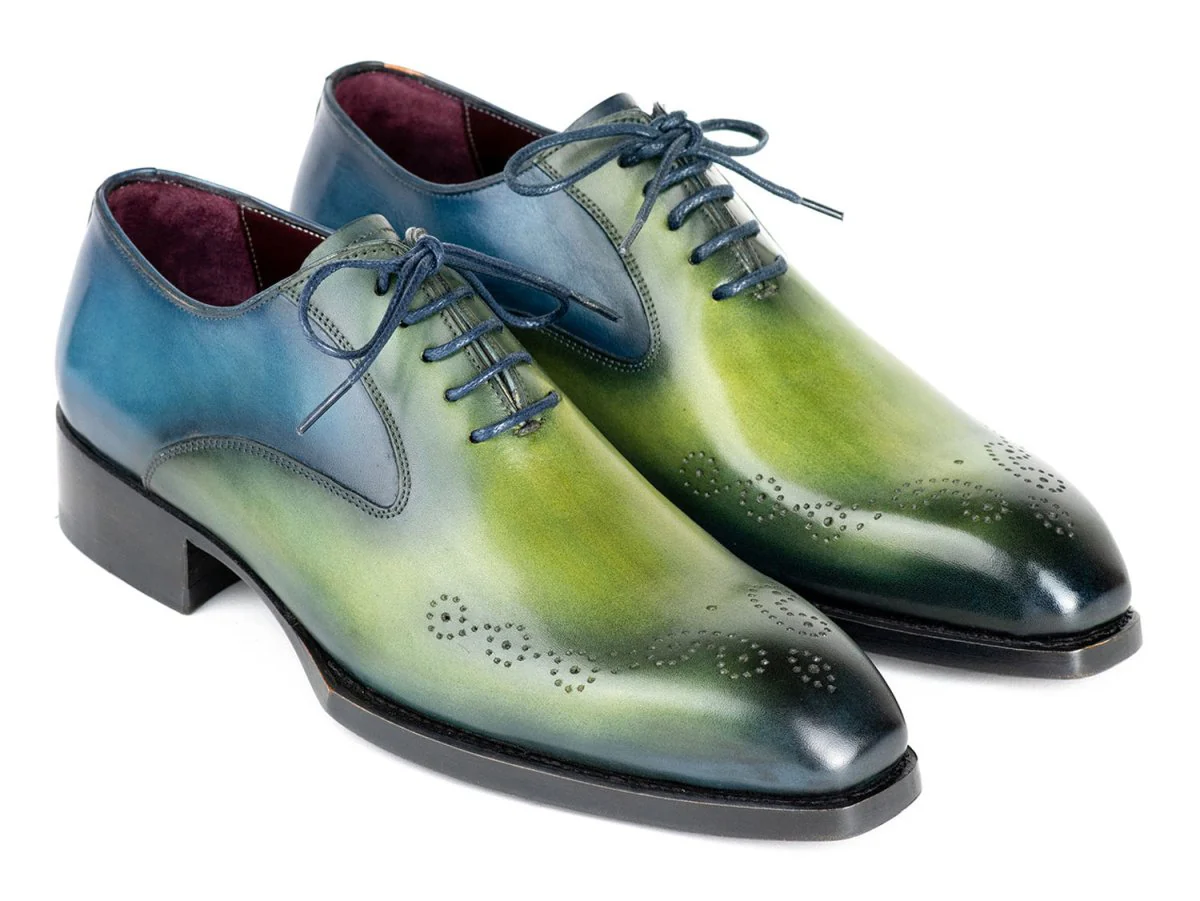 Paul Parkman Goodyear Welted nched Oxfords Blue and Green (ID#5364-GBL)