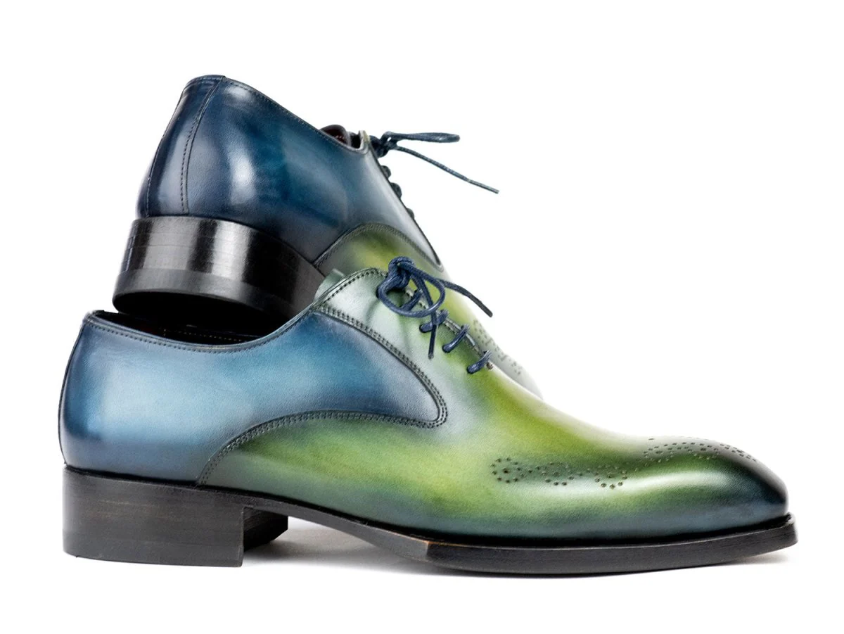 Paul Parkman Goodyear Welted nched Oxfords Blue and Green (ID#5364-GBL) - Image 4
