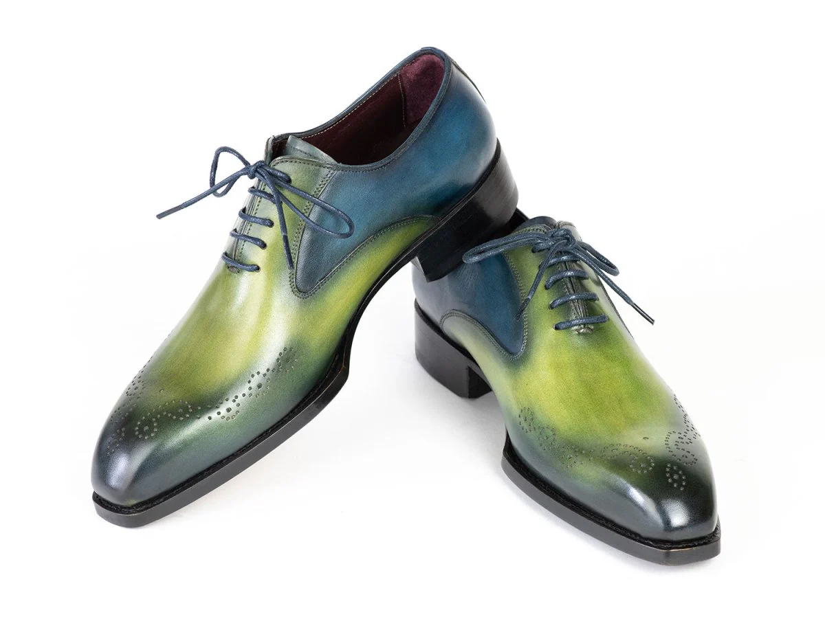 Paul Parkman Goodyear Welted nched Oxfords Blue and Green (ID#5364-GBL) - Image 5