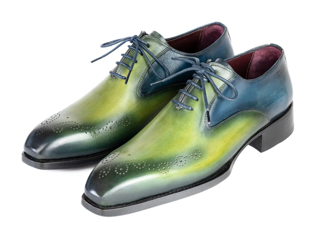 Paul Parkman Goodyear Welted nched Oxfords Blue and Green (ID#5364-GBL) - Image 6