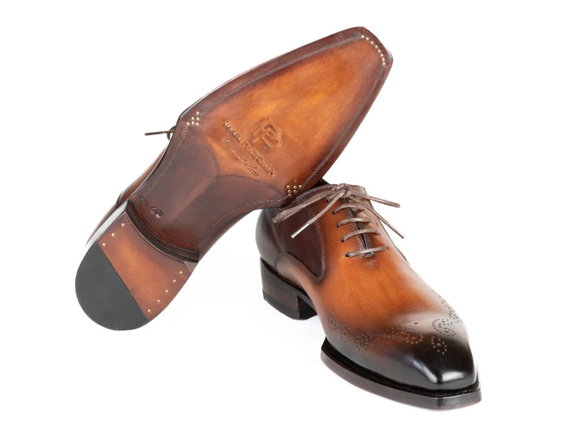 Paul Parkman Goodyear Welted nched Oxfords Brown and Camel (ID#5364-BRC) - Image 3