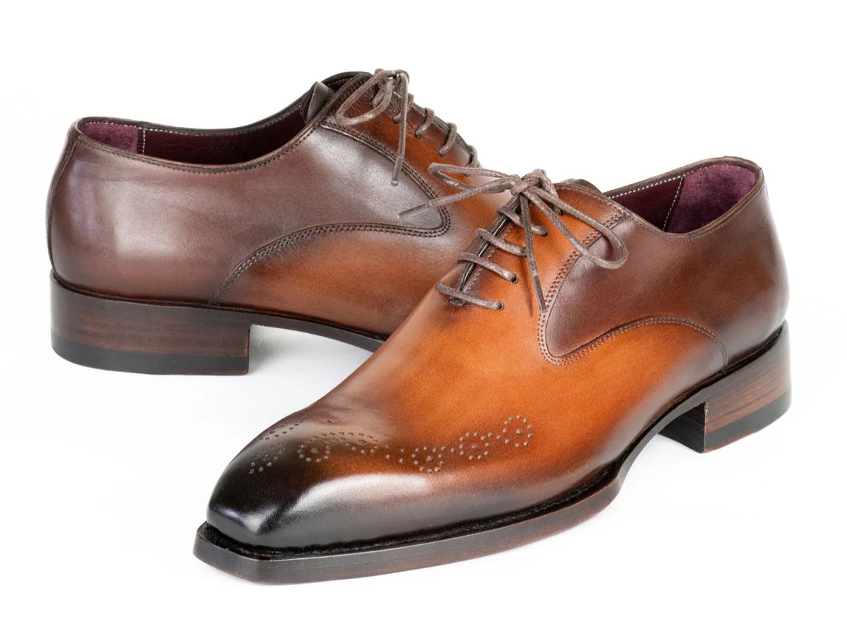 Paul Parkman Goodyear Welted nched Oxfords Brown and Camel (ID#5364-BRC) - Image 4