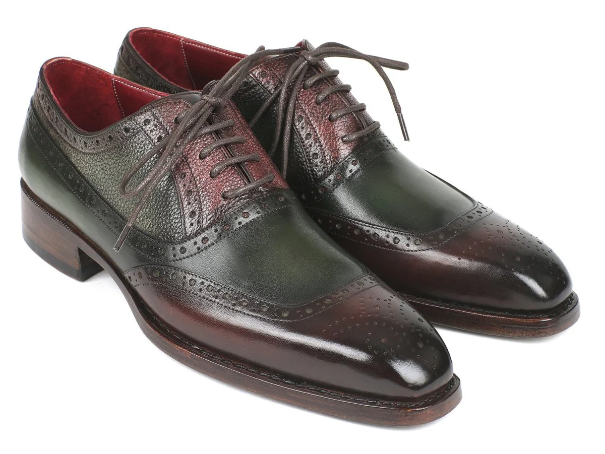 Paul Parkman Goodyear Welted Oxfords Brown and Green (ID#BW926GR)