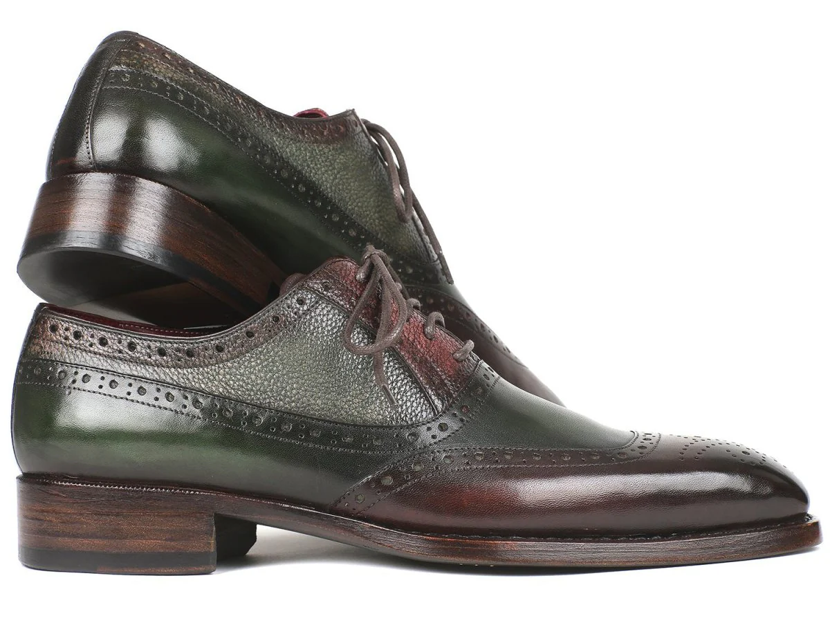 Paul Parkman Goodyear Welted Oxfords Brown and Green (ID#BW926GR) - Image 2