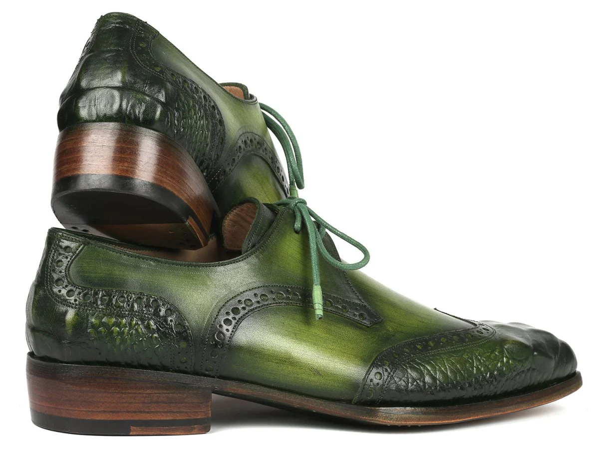 Paul Parkman Goodyear Welted Wingtip Derby Shoes Green (ID#584-GRN) - Image 2