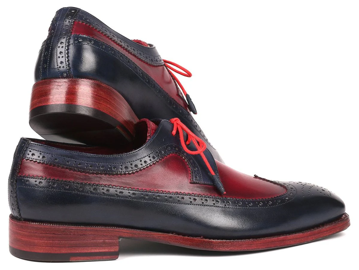 Paul Parkman Goodyear Welted Wingtip Derby Shoes Navy and Bordeaux (ID#511N85) - Image 6